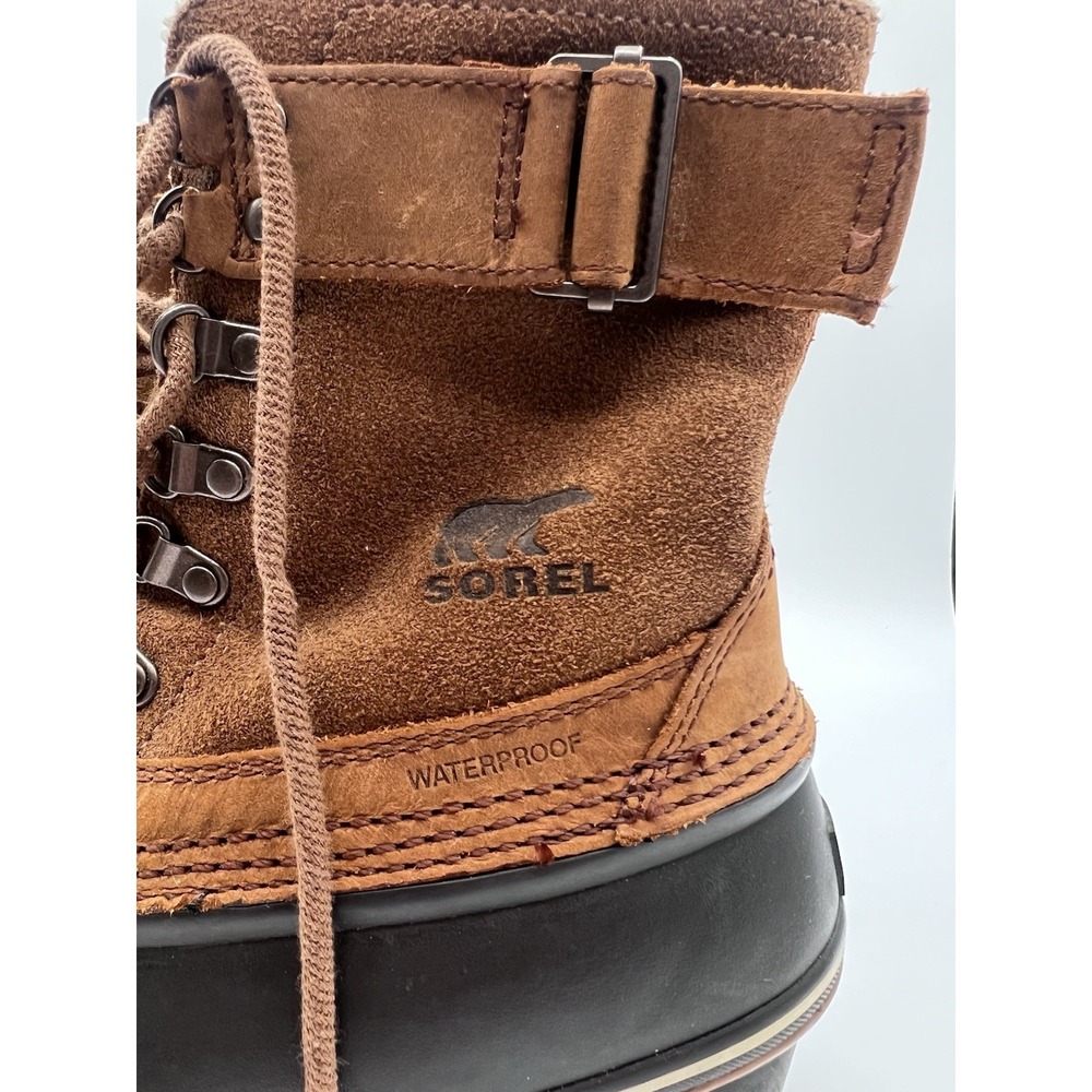 Sorel Duck Boots Womens 9.5 Fancy Lace II Brown Leather Lace Up Lined Winter - Picture 4 of 9